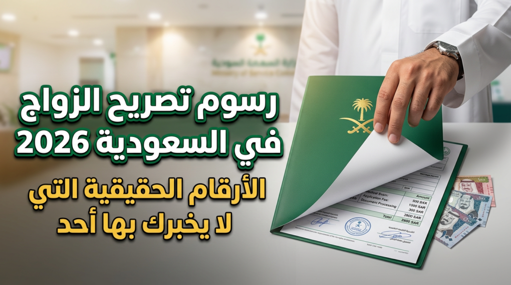 رسوم تصريح الزواج في السعودية 2026 والأوراق الرسمية المطلوبة.
